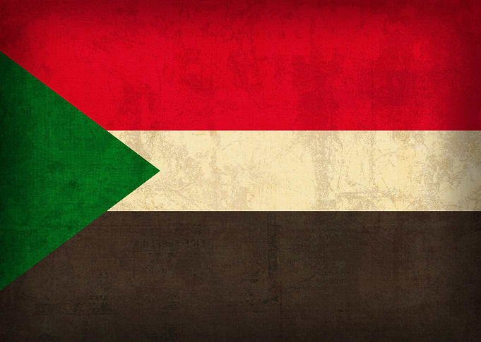Sudan Country Flag on Distressed Canvas