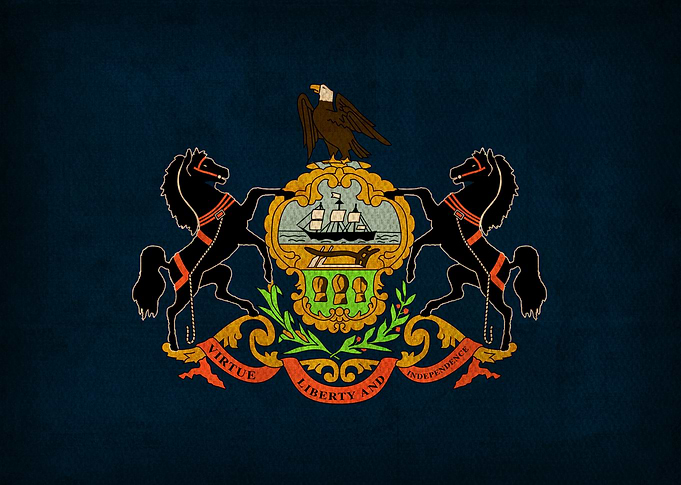Pennsylvania State Flag on Distressed Canvas