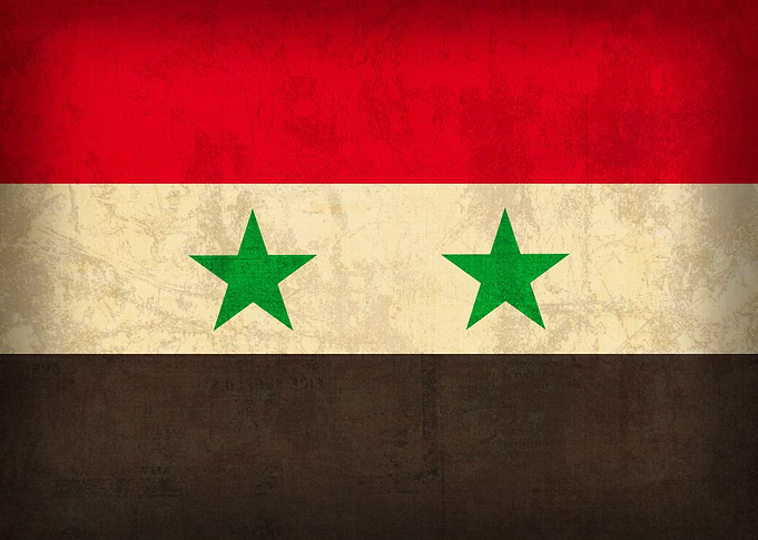 Syria Country Flag on Distressed Canvas
