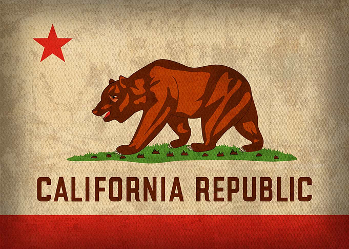 California State Flag on Distressed Canvas