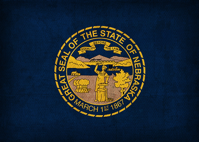 Nebraska State Flag on Distressed Canvas