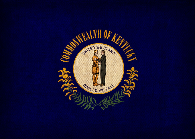 Kentucky State Flag on Distressed Canvas