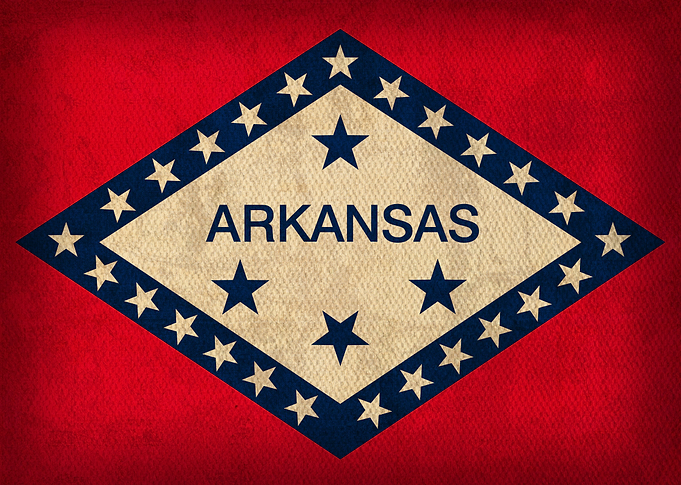 Arkansas State Flag on Distressed Canvas