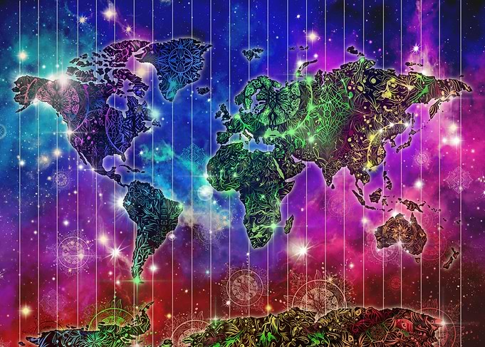 world map mandala space