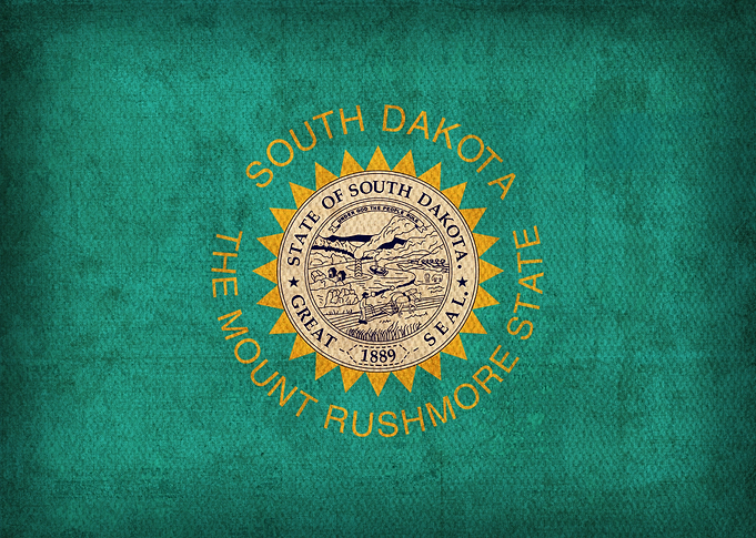 South Dakota State Flag on Distressed Canvas
