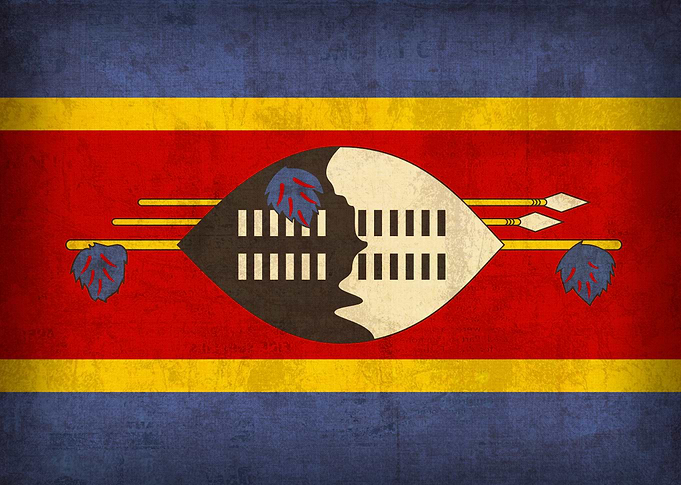 Swaziland Country Flag on Distressed Canvas