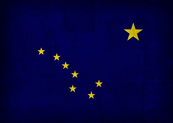 Alaska State Flag on Distressed Canvas