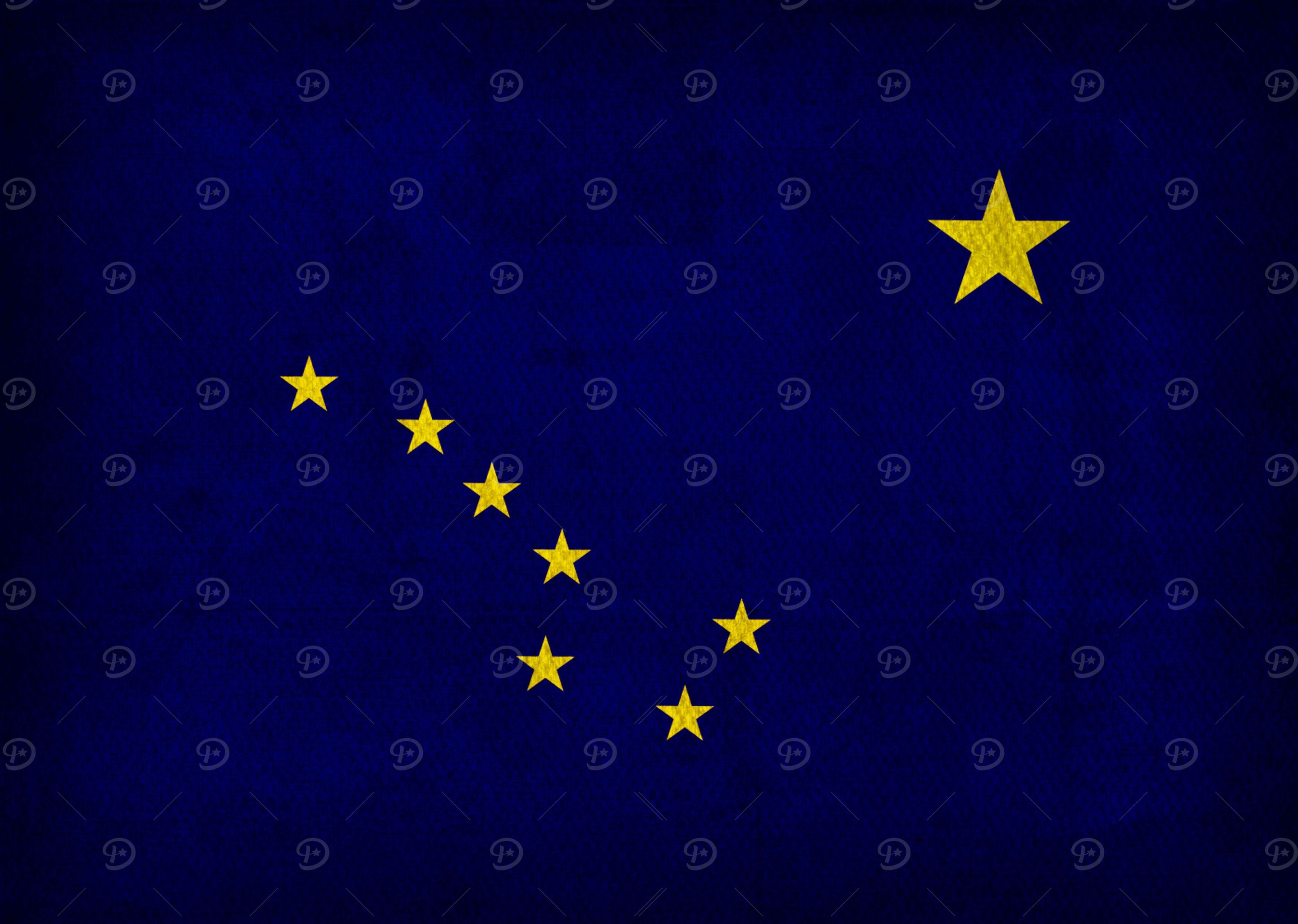 Alaska State Flag on Distressed Canvas