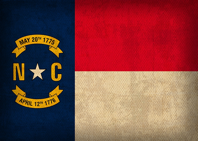 North Carolina State Flag on Distressed Canvas