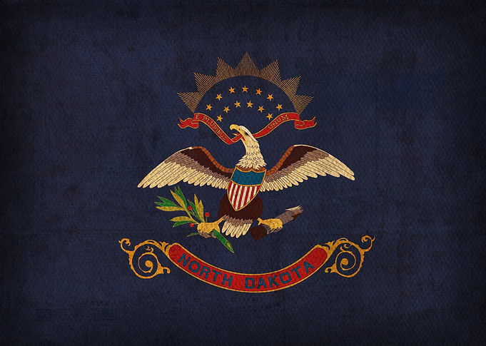 North Dakota State Flag on Distressed Canvas
