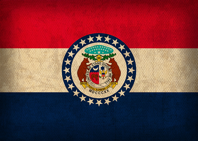 Missouri State Flag on Distressed Canvas