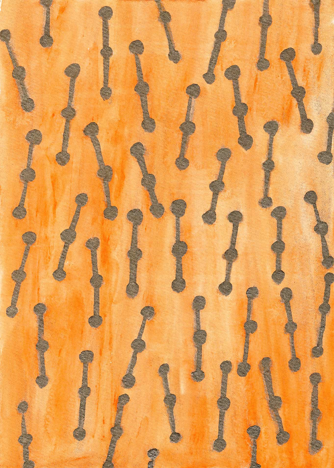 Golden Connected Points on Orange Pattern