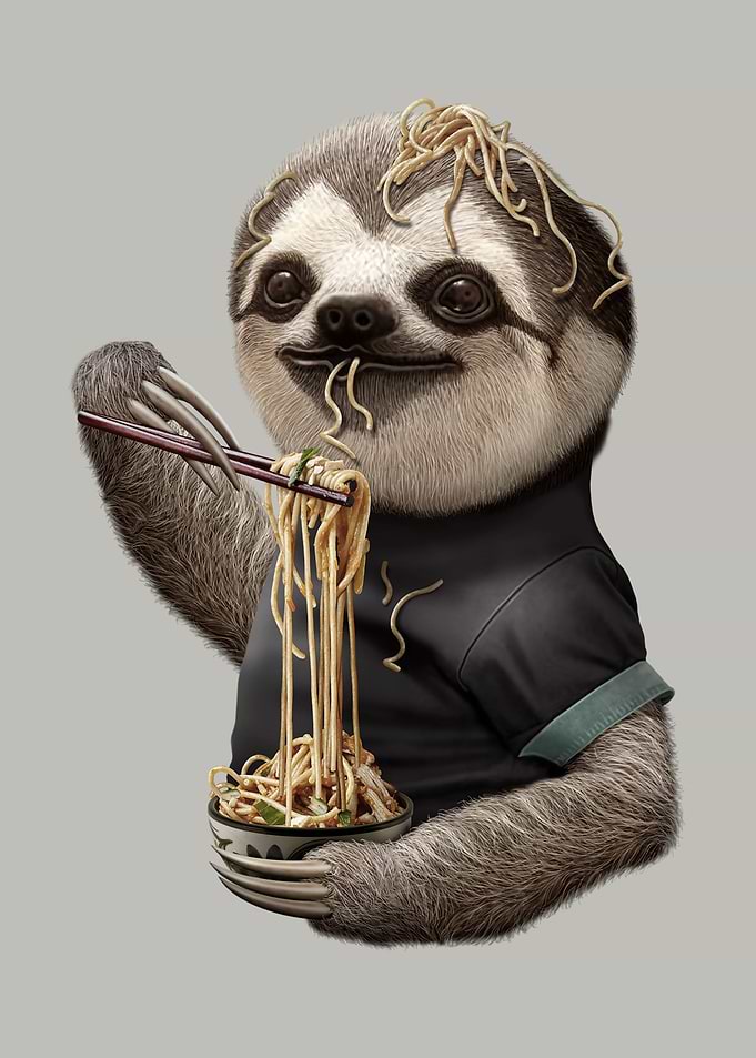 SLOTH EAT NOODLE