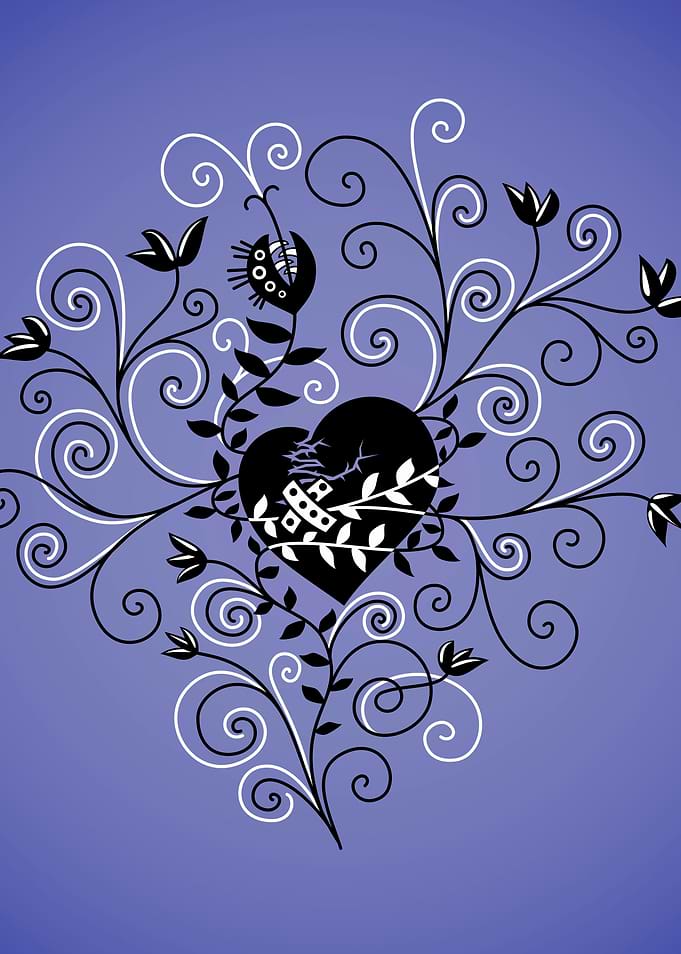 Gothic Abstract Whimsical Fixed Broken Heart
