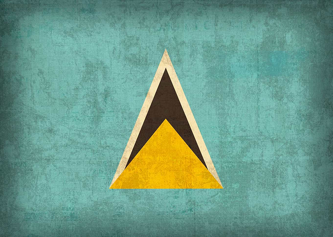 Saint Lucia Country Flag on Distressed Canvas