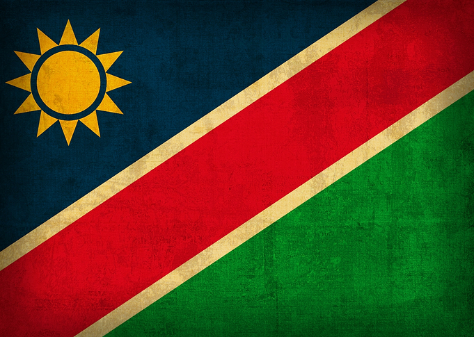 Namibia Country Flag on Distressed Canvas