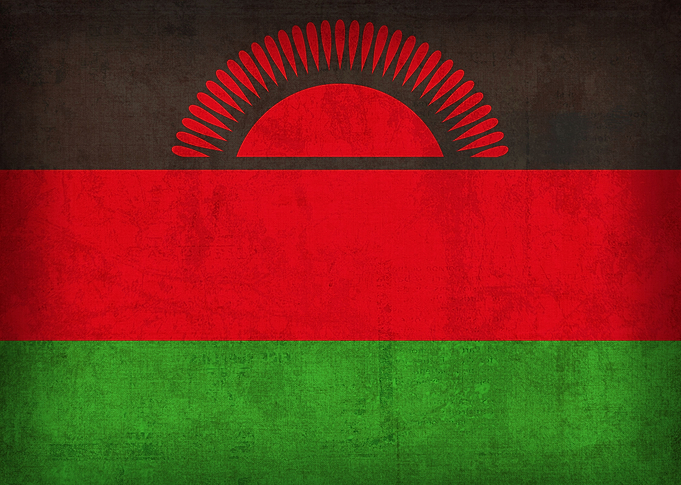 Malawi Flag on Distressed Canvas