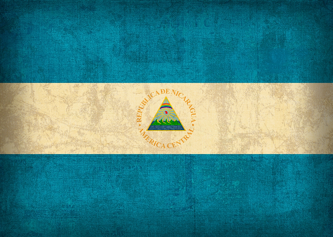 Nicaragua Country Flag on Distressed Canvas