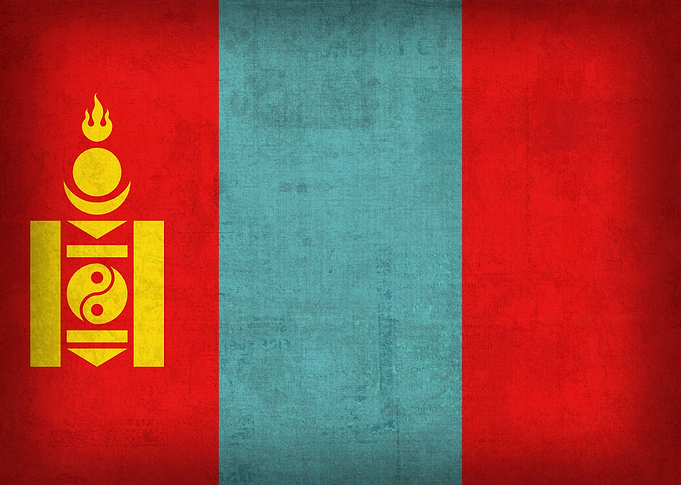 Mongolia Country Flag on Distressed Canvas