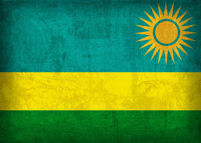 Rwanda Country Flag on Distressed Canvas