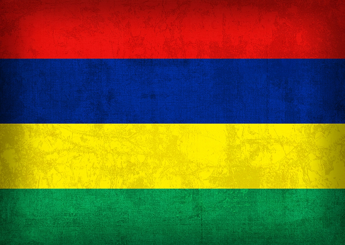 Mauritius National Flag on Distressed Flag