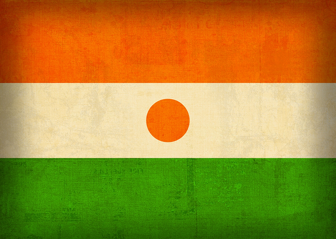 Niger National Flag on Distressed Flag