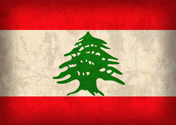 Lebanon Flag on Distressed Canvas