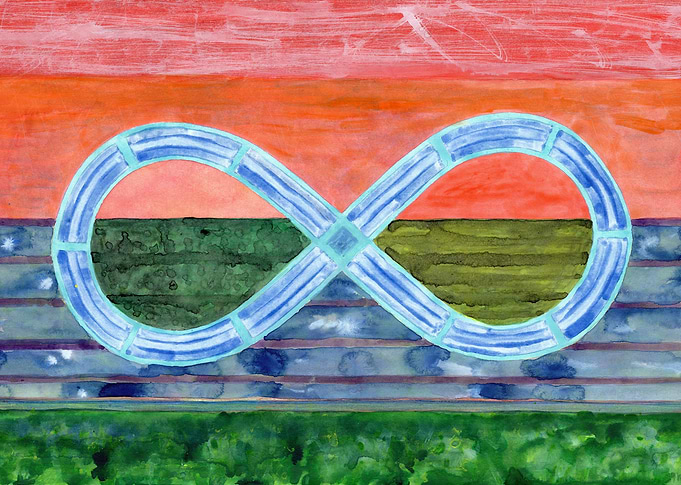 Eternity Symbol over flat Landscape