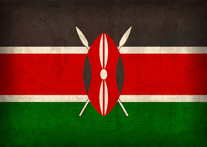 Kenya Country Flag on Distressed Canvas