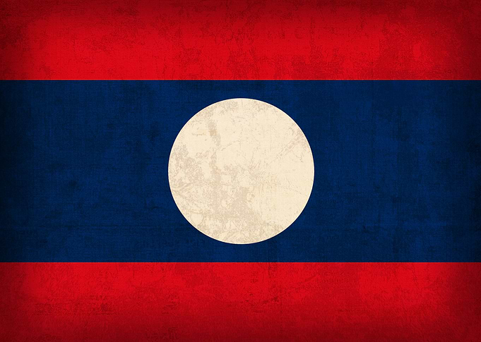 Laos Flag on Distressed Canvas