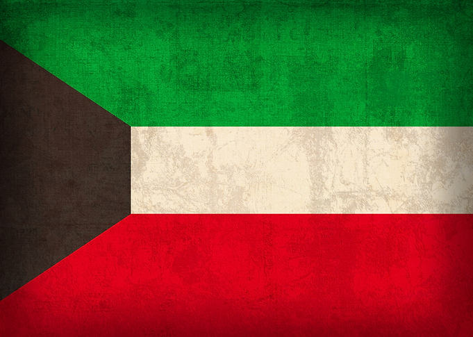 Kuwait Country Flag on Distressed Canvas
