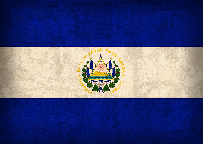 El Salvador Flag on Distressed Canvas
