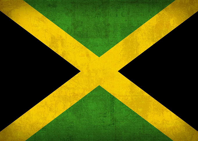 Jamaica Flag on Distressed Canvas