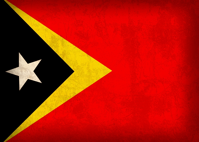 East Timor Flag on Distressed Canvas