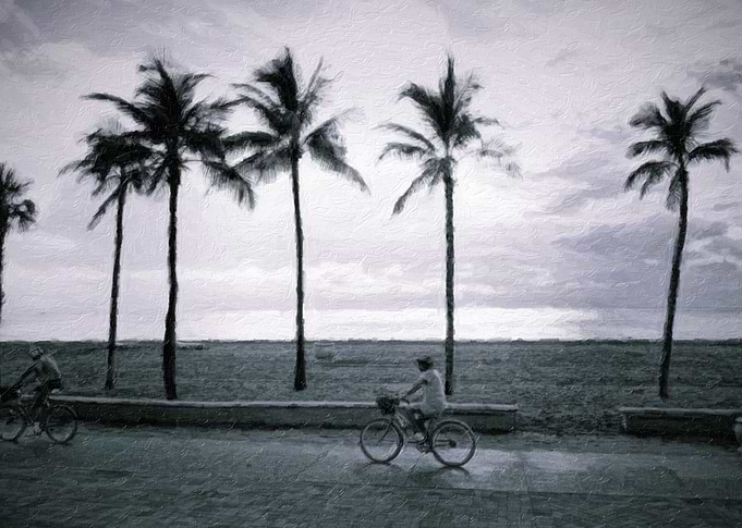 Riding by the boardwalk