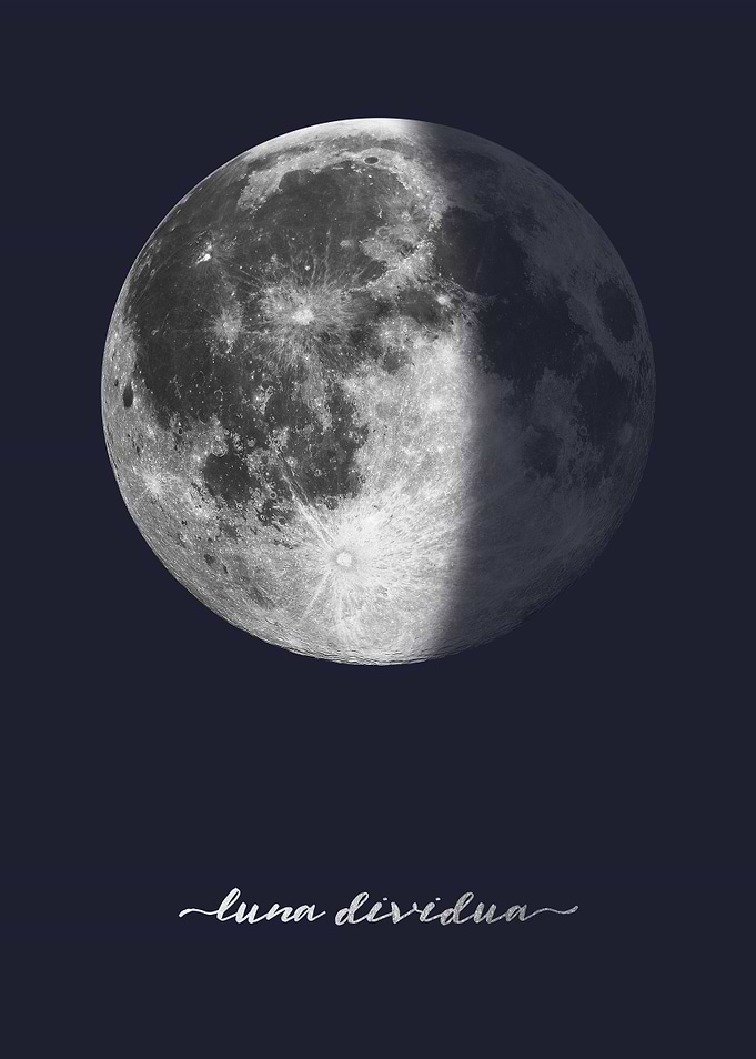 Third Quarter Moon - Latin - On Navy Blue