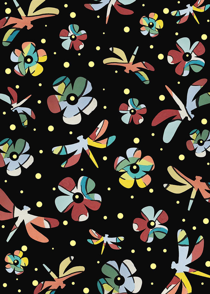 Dragonflies and flowers