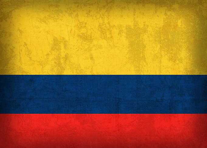 Colombia Flag on Distressed Canvas