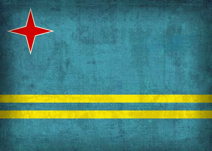 Aruba Flag on Distressed Canvas