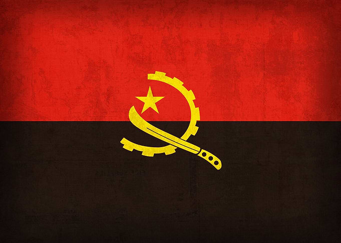 Angola Flag on Distressed Canvas