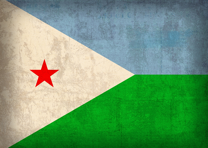 Djibouti Flag on Distressed Canvas