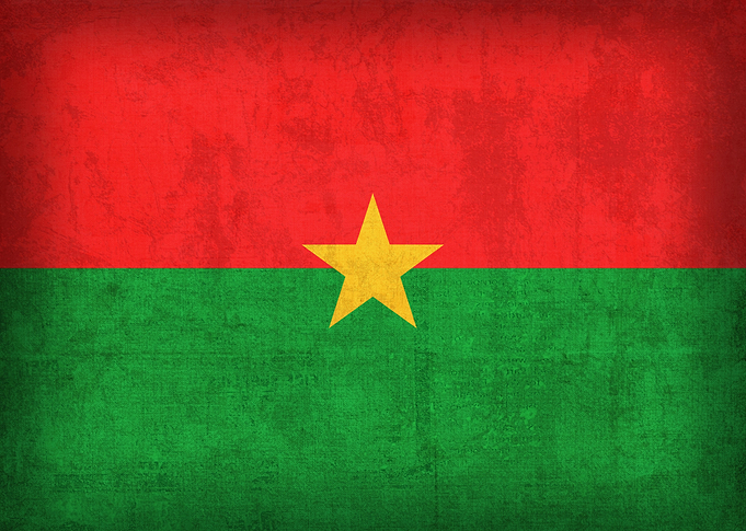 Burkina Faso Flag on Distressed Canvas