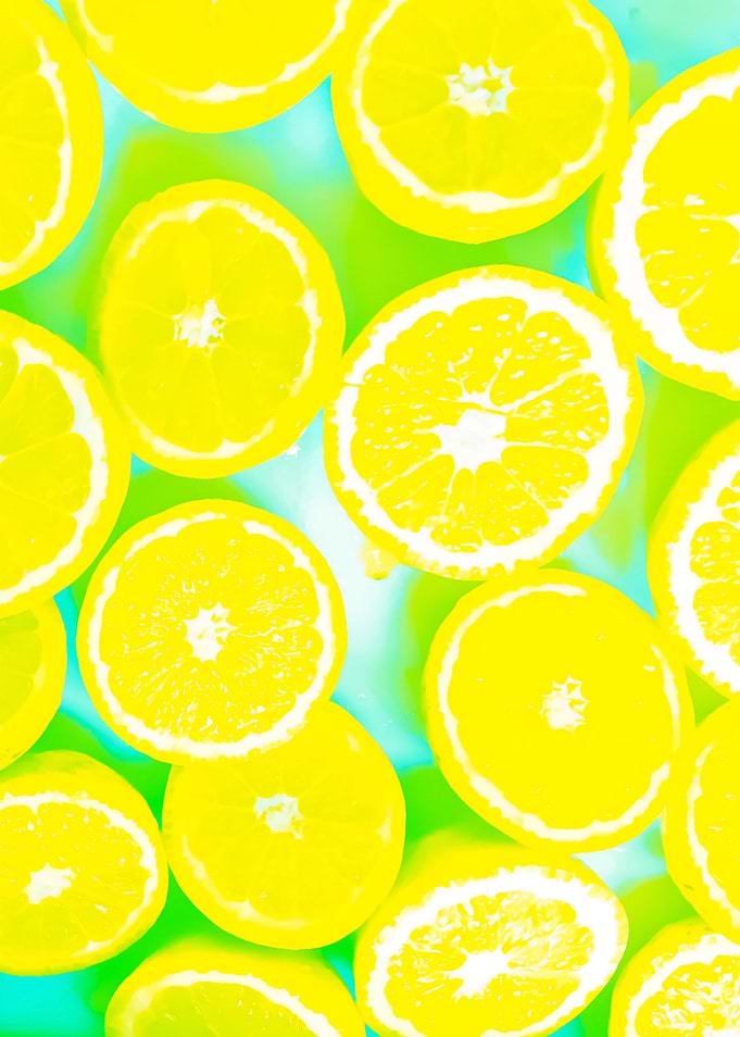 juicy yellow lemon pattern abstract with green bac