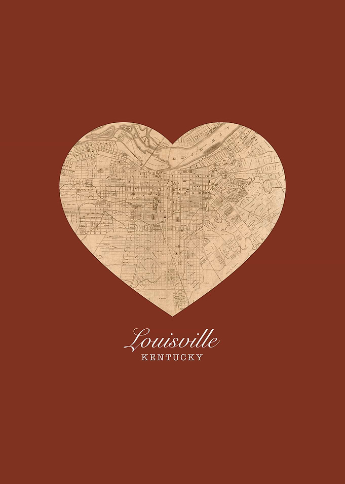 Louisville Kentucky City Heart Vintage Street Map
