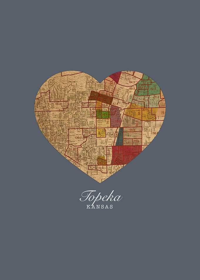 Topeka Kansas City Heart Street Map
