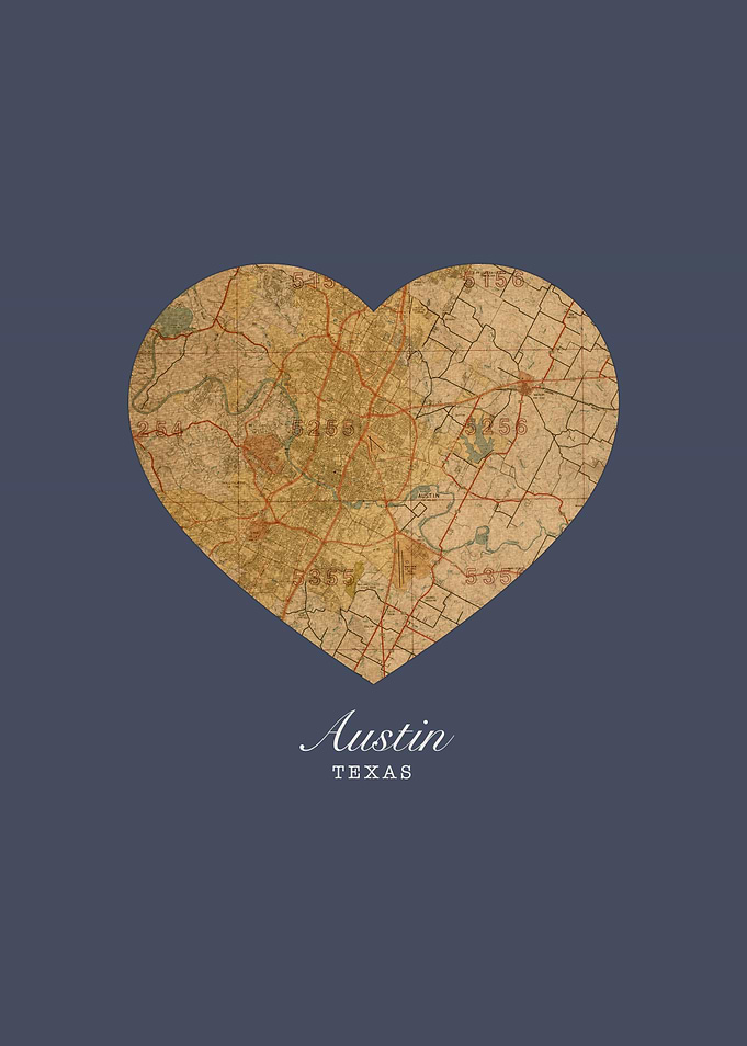 Austin Texas City Heart Street Map