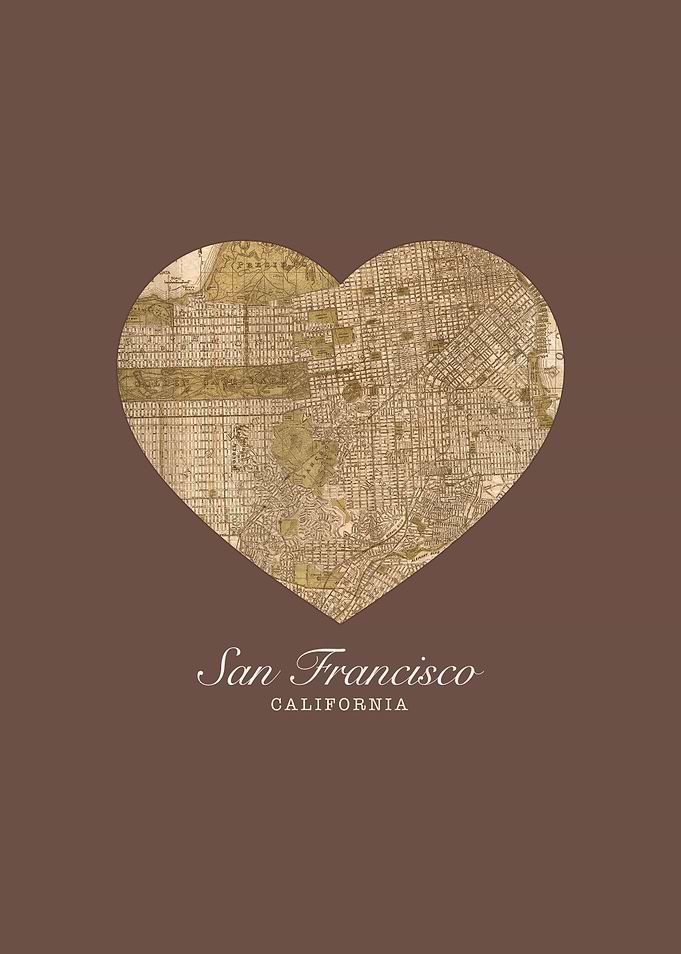 San Francisco California City Heart Street Map