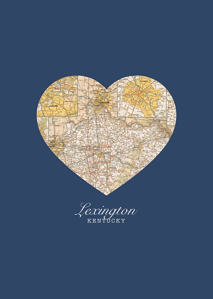 Lexington Kentucky City Heart Vintage Street Map