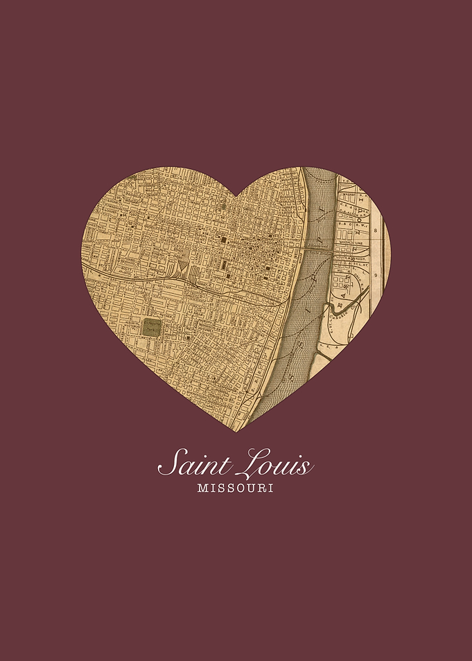 Saint Louis Missouri City Heart Street Map
