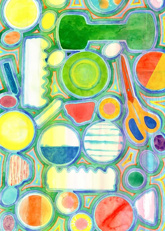 Picturesque Shapes Pattern with a Scissors